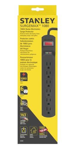 Stanley Stanley 33220 SurgeMax 1080 6-Outlet Power Strip, 3-Foot Cord, Black