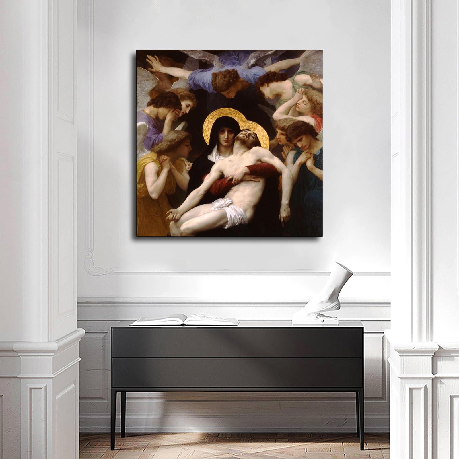 ZjkhOp Piet By William-Adolphe Bouguereau Poster Modern Wall Art HD Picture Canvas Printing Family Bedroom Office Artwork Decor (28x28-Unframed)