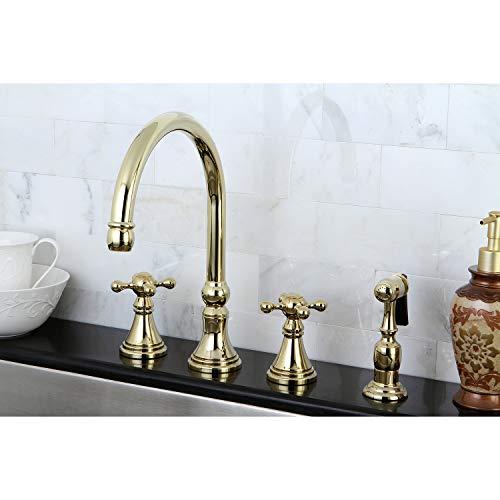 Kingston Brass Kingston Brass KS2792KXBS Governor Deck Mount Kitchen Faucet with Brass Sprayer, 8-1/4-Inch, Polished Brass