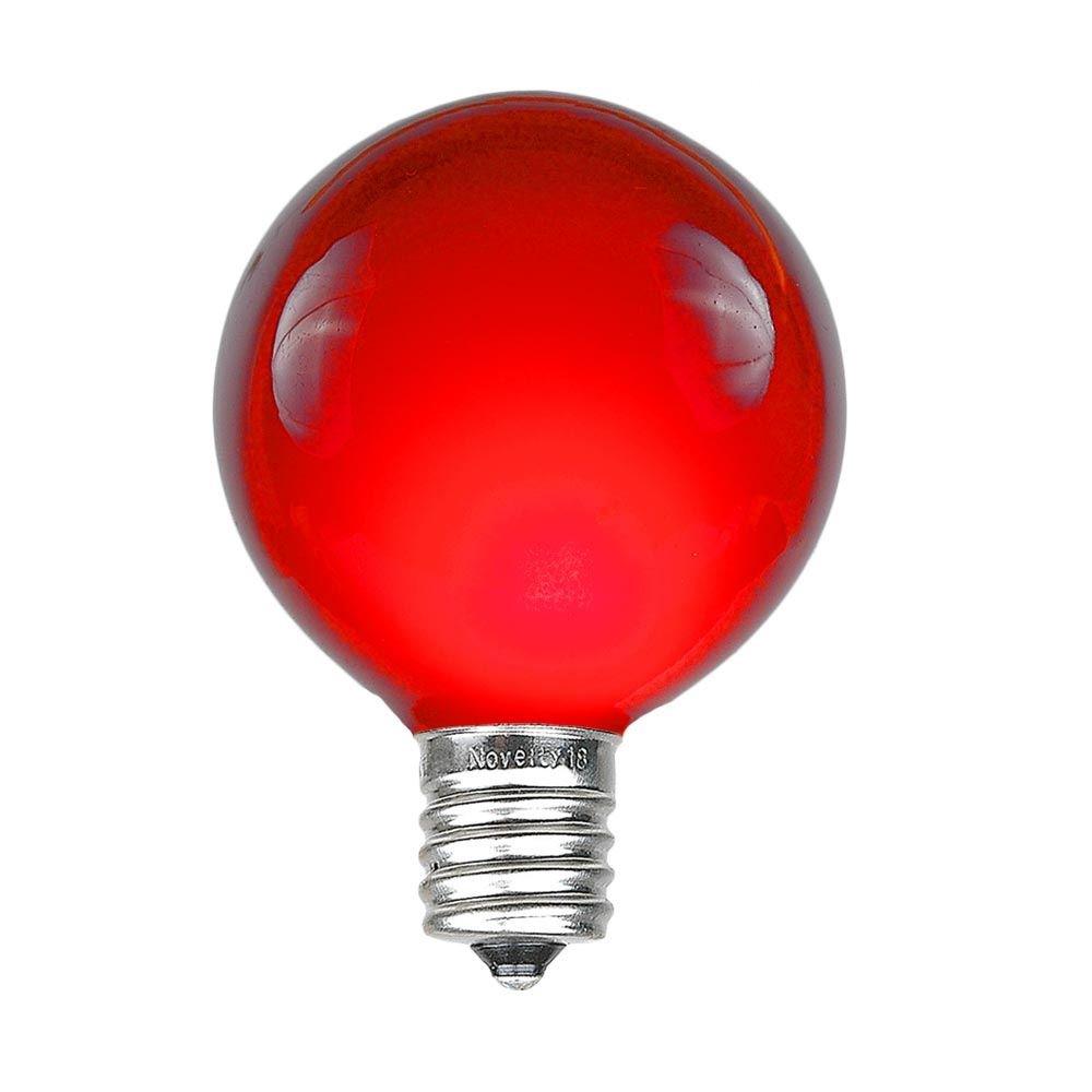 Novelty Lights Novelty Lights 25 Pack G40 Red Outdoor Globe Bulbs, Light Bulbs Glass Incandescent Bulbs with 3000 Hour Lifespan, Globe String Lights Replacement Bulbs