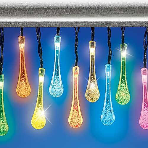 Collections Etc Collections Etc Solar Color Changing Raindrop-Shaped Light String - Includes 20 Lights That Stretch Over 9 Feet Long