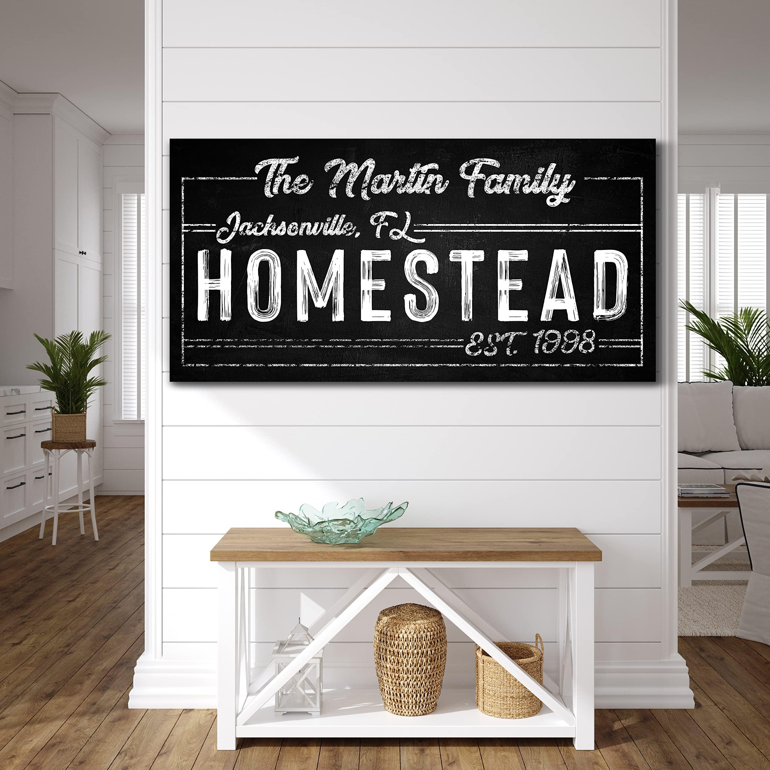 Generic Custom Homestead Sign, Family Homestead Sign, Rustic Homestead Sign, Homestead Home Art, Vintage Farmhouse Wall Art, Large Canvas Print (24\'\' x 48\'\', Rustic Homestead Sign)