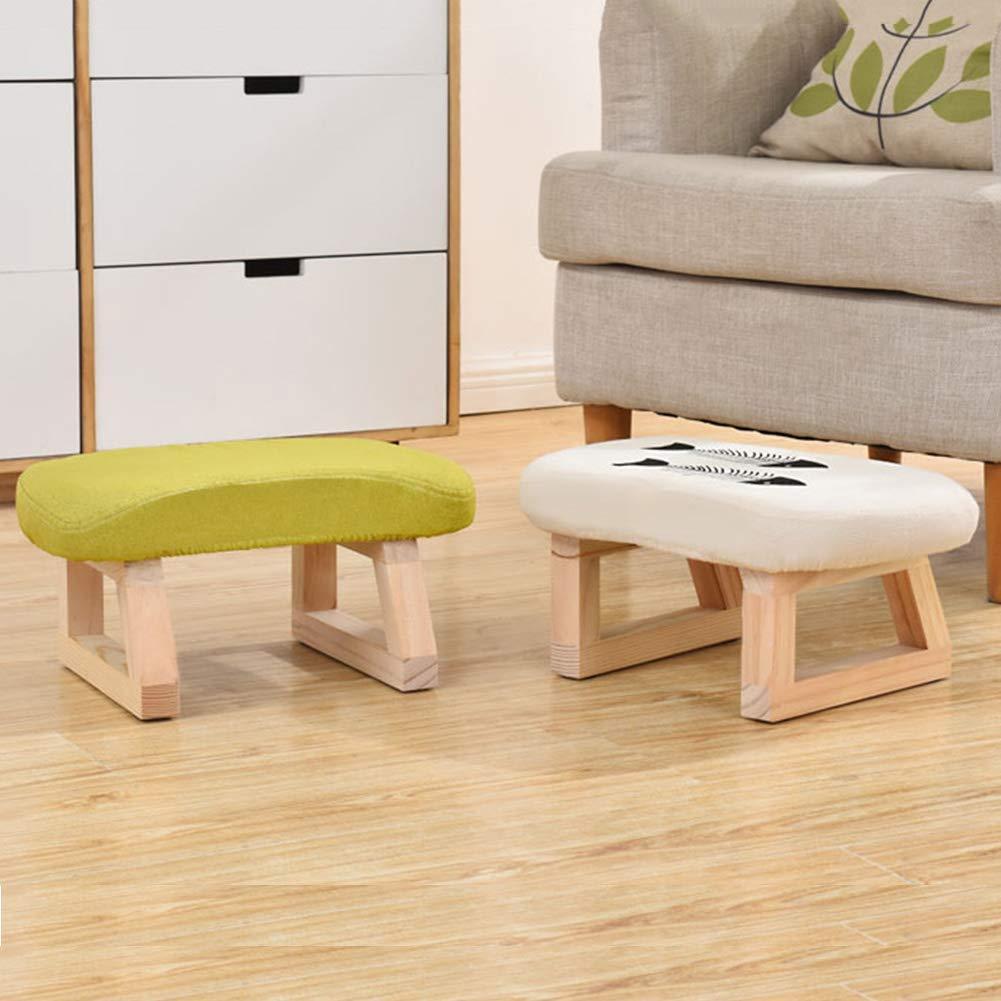 WWTSMYXGS Footstools Footstool Ottoman Small Washable Change Shoes Seat Play Stool Linen Solid Wood Frame,7 Colors (Color:Gray)