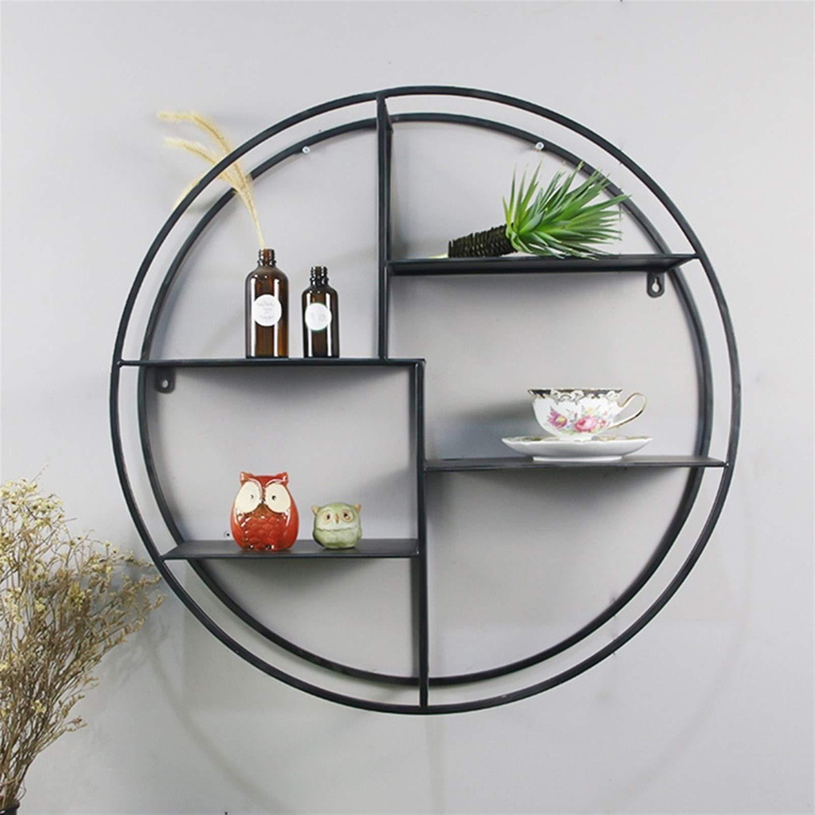 WYFZT WYFZT Floating Shelves Wall Mounted Shelf, Round Modern Design Metal Circle Storage Shelves Display Racks Home Decor for Living Room, Office, Bedroom, Bathroom, Kitchen, Black (Size : 501450cm)