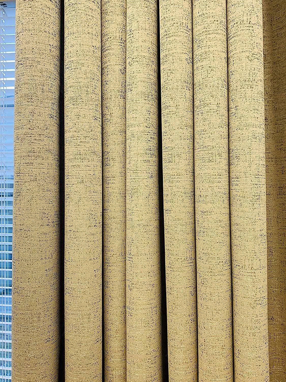 Ikiriska Ikiriska Extra Long Faux Dupioni Silk Custom Made Curtains 8-24 ft Two Story Drapes (Aspen, 100Wx084L)