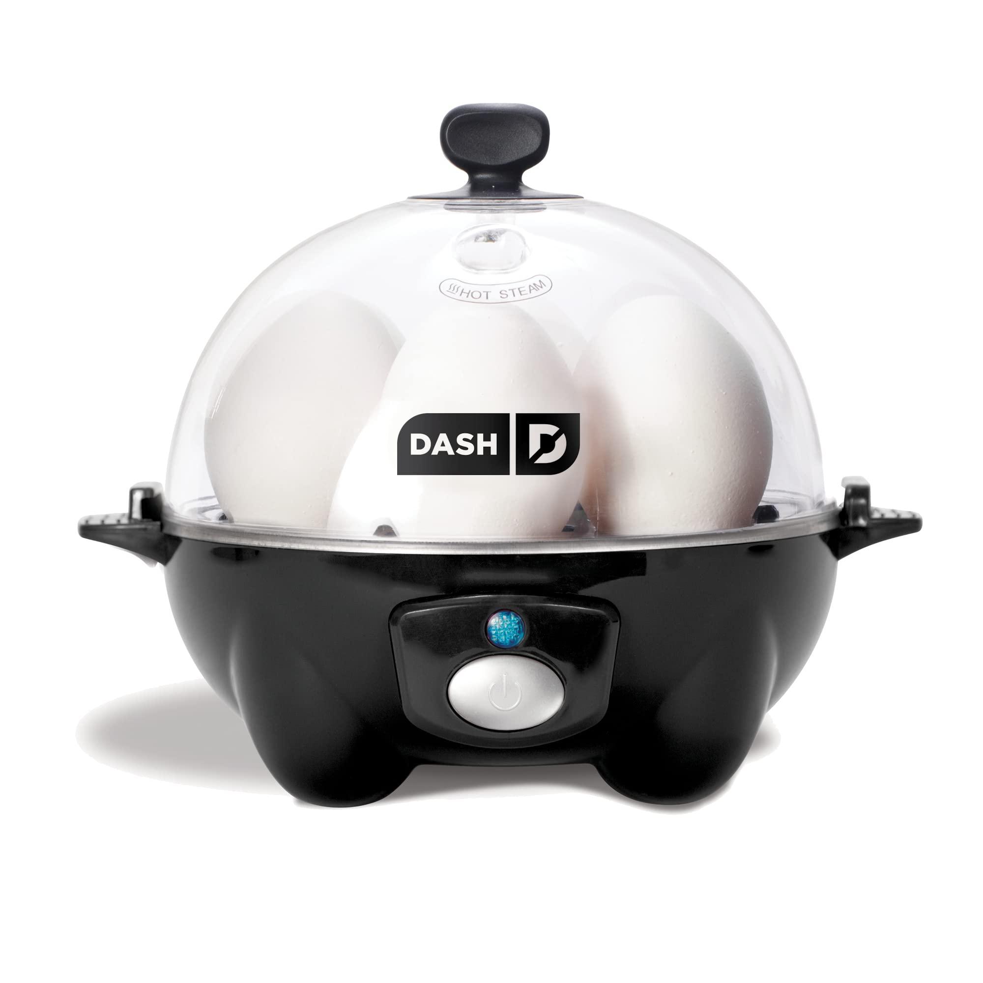 DASH DASH Rapid Egg Cooker: 6 Egg Capacity Electric Egg Cooker for Hard Boiled Eggs, Poached Eggs, Scrambled Eggs, or Omelets with Auto Shut Off Feature - Black