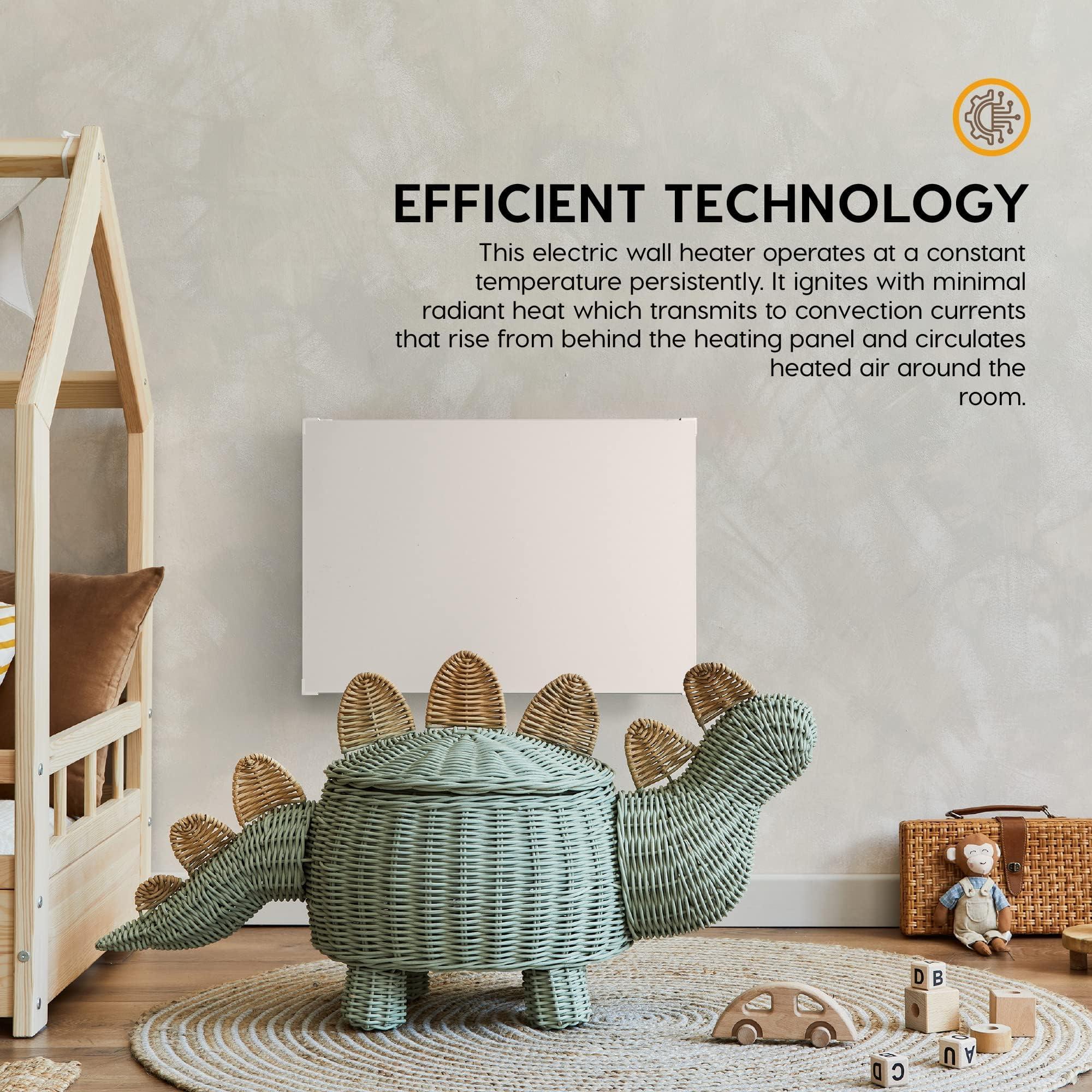 EconoHome EconoHome Wall Mount Space Heater Panel with Heat Guard - 250 Watt Splashproof Convection Heater with Thermostat - Ideal for 100 Sqf Room or Bathroom - 120V Electric Heater - Updated Model