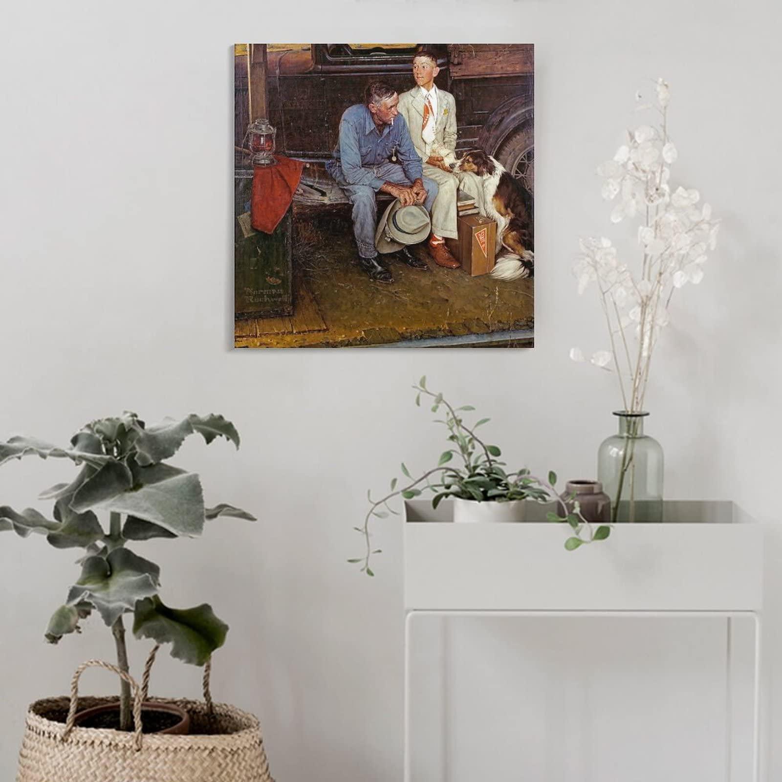 NIZHNAO 35+ Norman Rockwell Canvas Poster Breaking Home Ties by Norman Rockwell Retro Canvas Art Poster and Wall Art Picture Print Modern Family Bedroom Decor Posters 28x28inch(70x70cm)