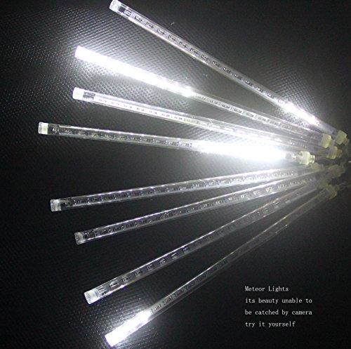 CDL CDL Meteor Icicle Snow Falling Rain Drop 50cm 8 Tubes 240 LED Shower Christmas Raindrop Cascading Lights for Wedding Party Holiday Xmas Halloween Home Garden Tree Decoration -US Plug (Cool White)
