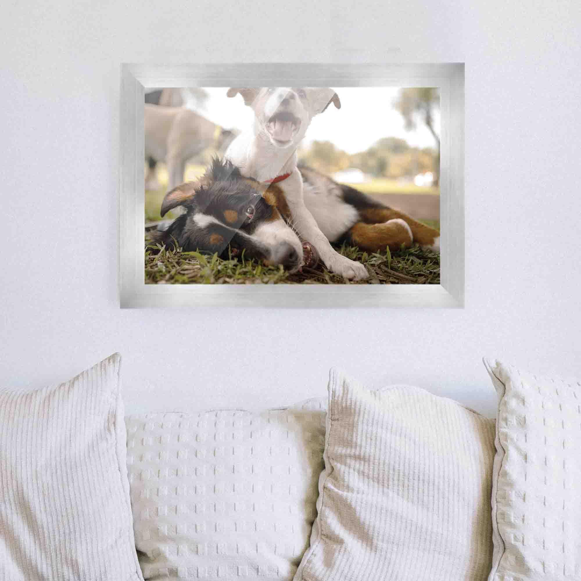 CustomPictureFrames.com 9x34 Frame Silver Real Wood Picture Frame Width 1.5 Inches | Interior Frame Depth 0.5 Inches | Silver Wide Modern Photo Frame Complete with UV Acrylic, Foam Board Backing & Hanging Hardware