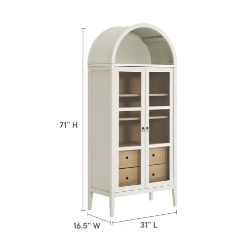Modway Modway EEI-6639-WHI-OAK Nolan Tall Arched Storage Display Cabinet, White Oak