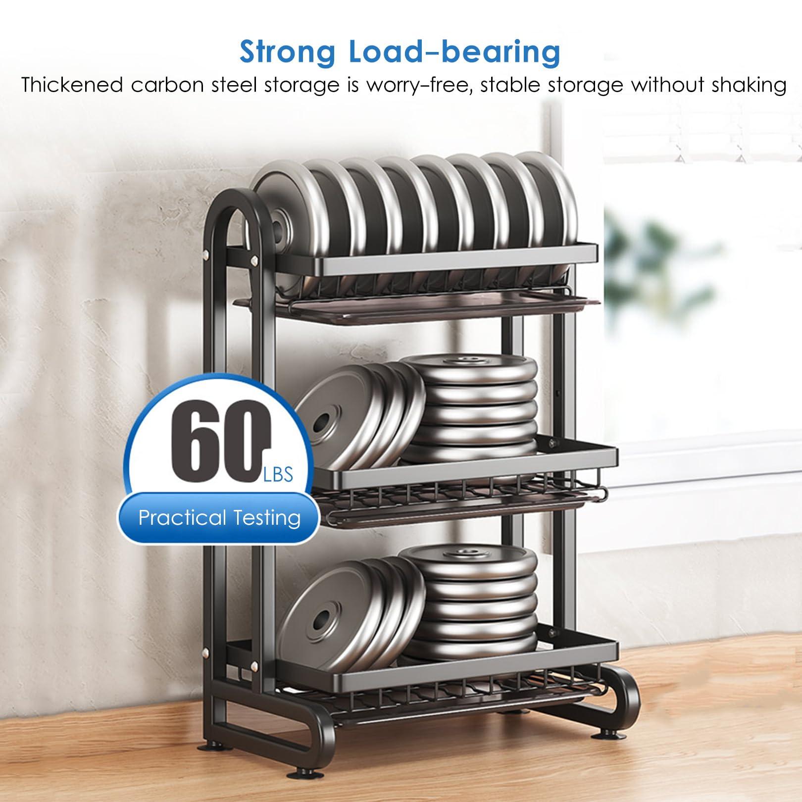 Generic 3 Tier Black Dish Drainer Rack with Drip Tray, Draining Dish Rack Drainer with Utensils Holder, Dish Drying Rack Kitchen Drainer for Small Kitchen Countertop