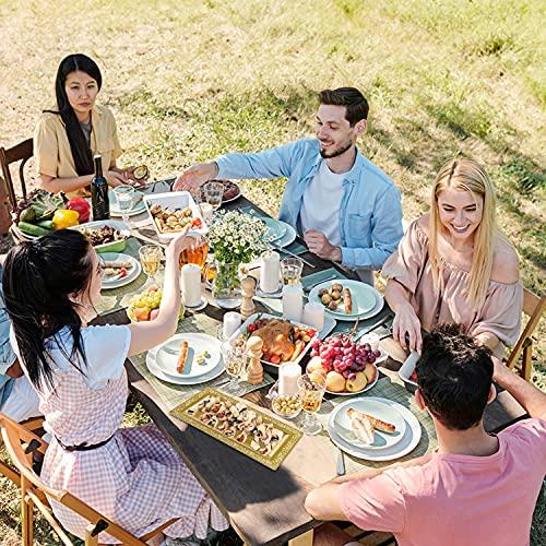 Yumchikel Decorative Plastic Serving Tray & Platter Set (2pk) - Gold Disposable Party Trays & Platters for Food - Weddings, Upscale Parties, Dessert Table, Cupcake Display - 14\"x7.5\" inches-Yumchikel