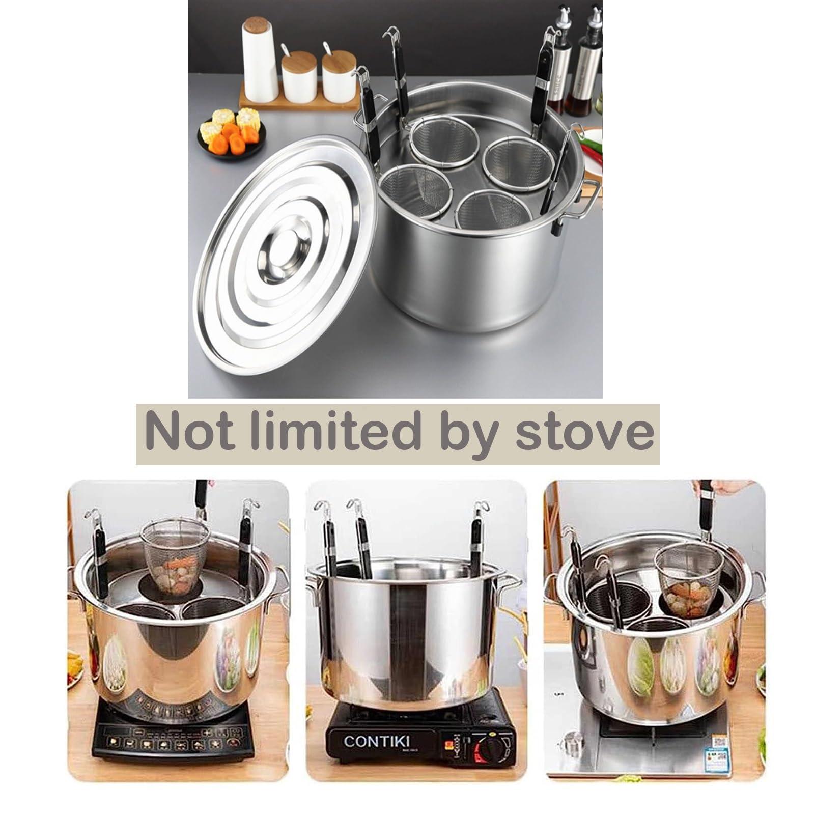 UTOYA UTOYA Stainess Steel Pasta Cooker W/Inserts, Cookware Stockpot With Divider And Colander Strainer, Heavy Duty Induction Pot, Induction, Ceramic, Glass And Halogen Cooktops Compatible (Color : 3 Hole
