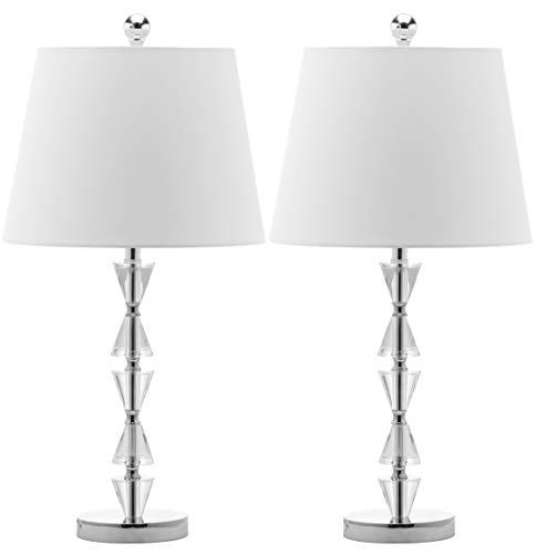 Safavieh SAFAVIEH Lighting Collection Deco Prisms Modern Glam Crystal 21-inch Bedroom Living Room Home Office Desk Nightstand Table Lamp Set of 2 (LED Bulbs Included)