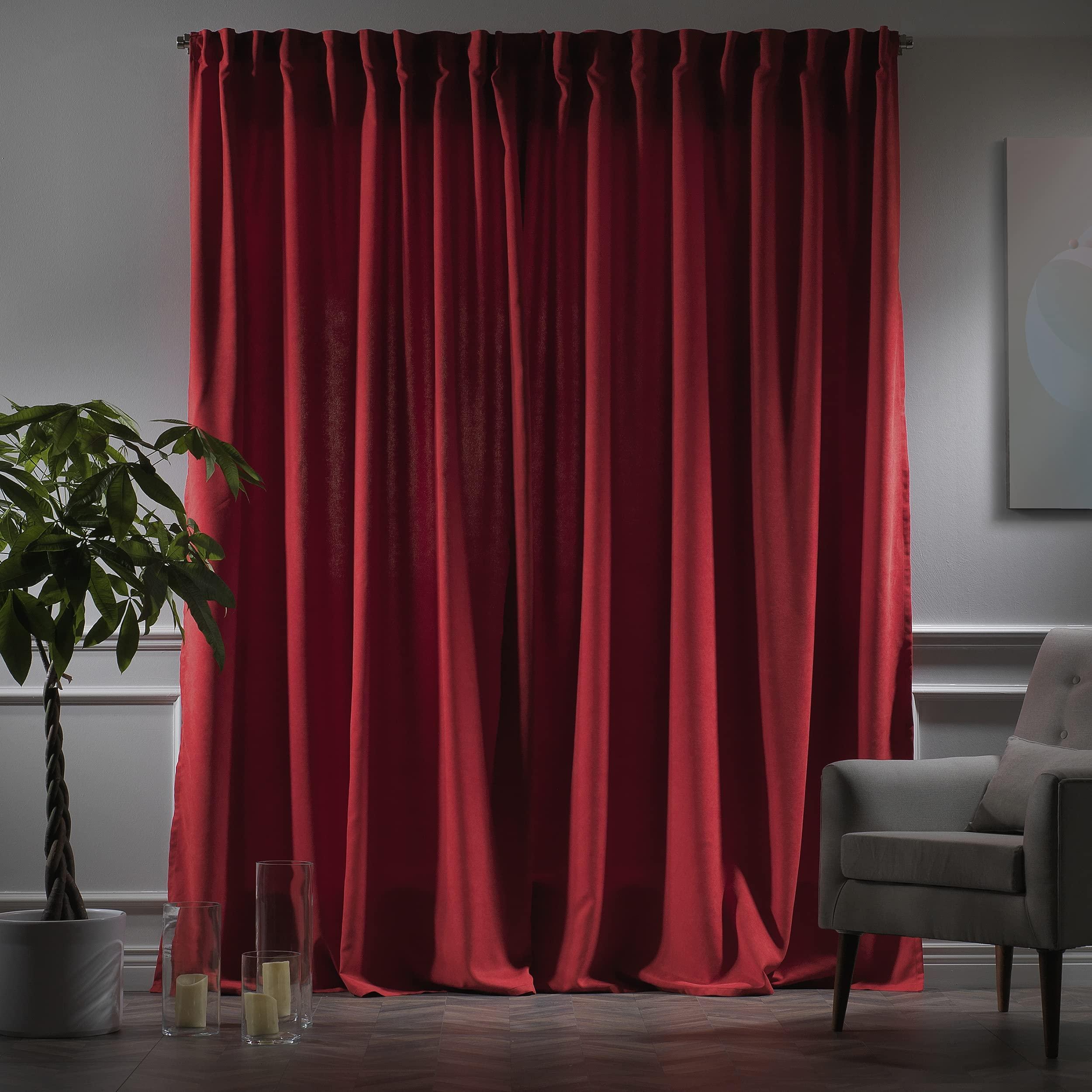 CASANEMA CASANEMA Extra Long Faux Velvet Look Thermal Insulated 100% Blackout Linening Room Darkening Noise Reducing (1 Panel) Hanging Back Tab 5-25 Feet Custom Made Curtains - Made in Turkey