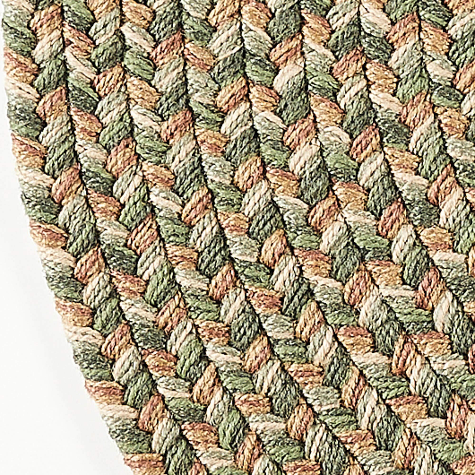 Super Area Rugs Super Area Rugs Braided Rug Sanibel Indoor/Outdoor Braided Classic American Made Carpet, Basil Tweed, 2' x 8' Oval Runner
