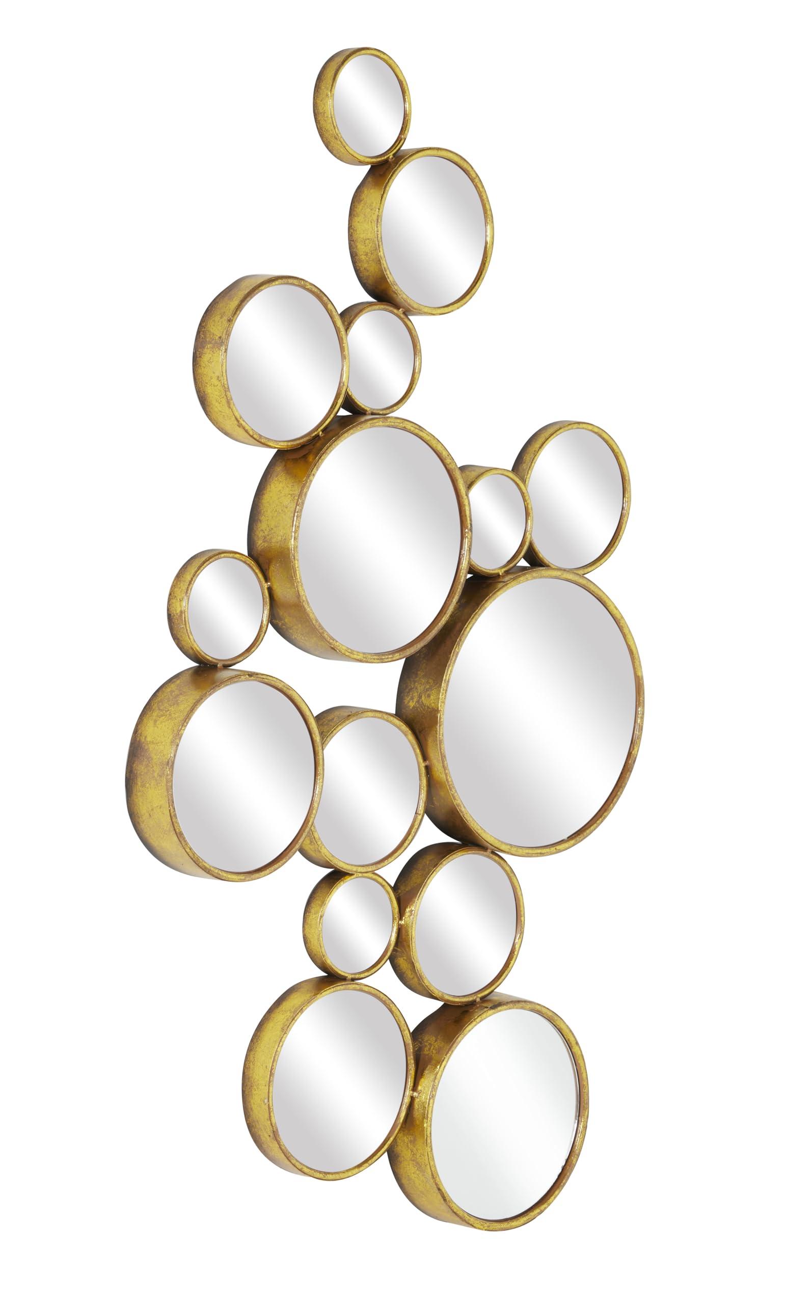 Deco 79 CosmoLiving by Cosmopolitan Metal Room Wall Mirror Bubble Cluster Entryway Mirror, Wall Mounted Mirror 22\" x 3\" x 40\", Gold