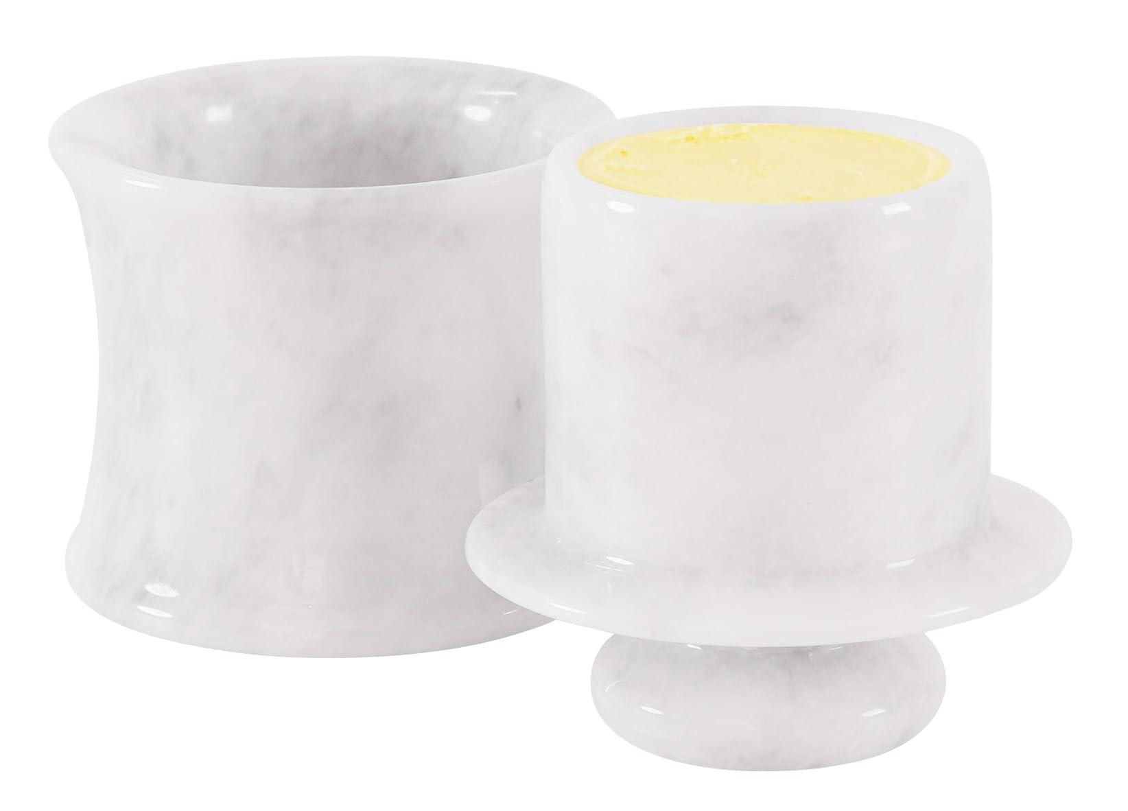 SPESHSTONES SPESHSTONES Marble Butter Keeper 4\'\' Inches White Handmade Butter Crock For Kitchen Counter - Butter Holder for Soft Butter- Butter Dish with Lid For Countertop Storage
