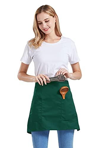 Nanxson Nanxson Women Bistro Waist Apron with 2 Pockets Half Apron for Kitchen Cooking Waiter Short Aprons AL8029 green