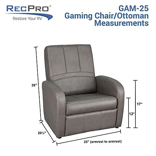 RecPro RecPro Charles RV Gaming Chair Ottoman Conversion | Built-in Storage | RV Furniture | Great for Teens for Teens | Putty