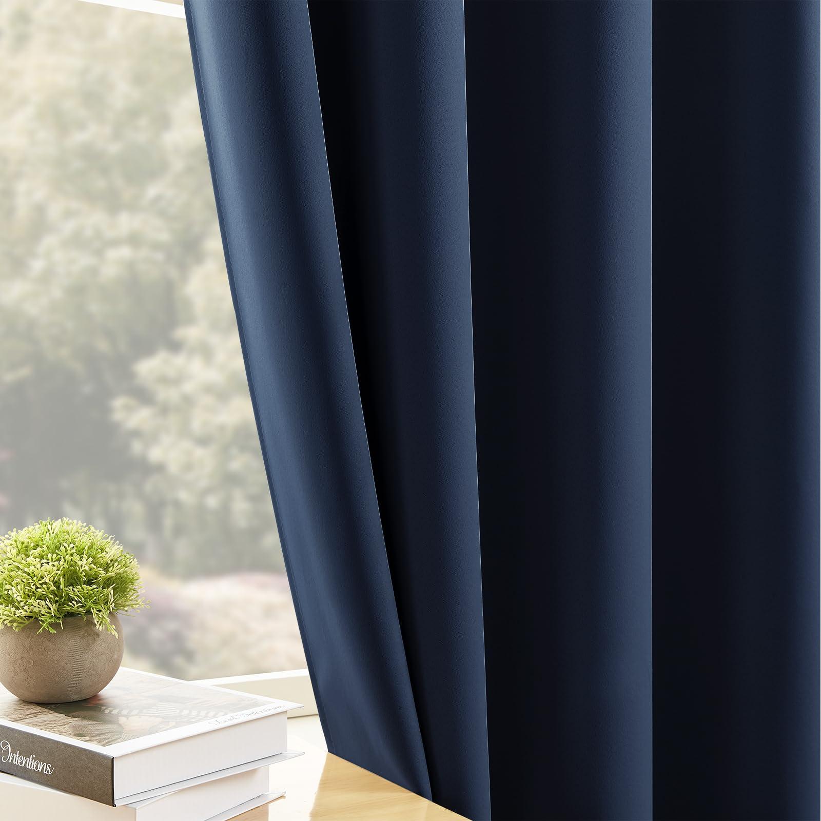 CUCRAF CUCRAF Navy Blue Blackout Curtains 108 inch Length 2 Panels Set, Room Darkening Drapes for Living Room Bedroom, Thermal Insulated Light Blocking Grommet Window Curtain (W52 x L108 Inch)