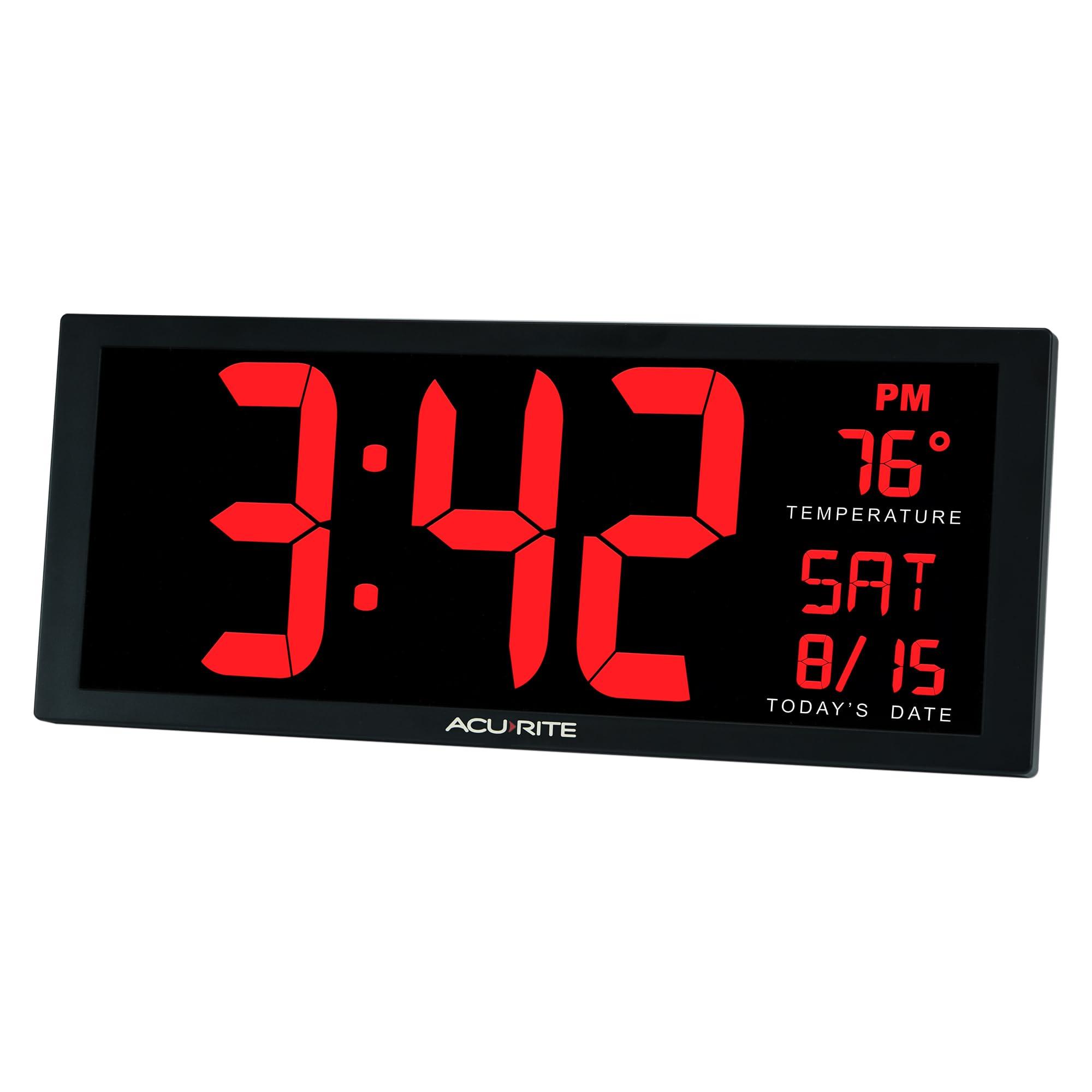 AcuRite AcuRite 14.5\" Large Digital LED Oversized Wall Clock with Date and Temperature, Perfect for Home or Office (75127M)