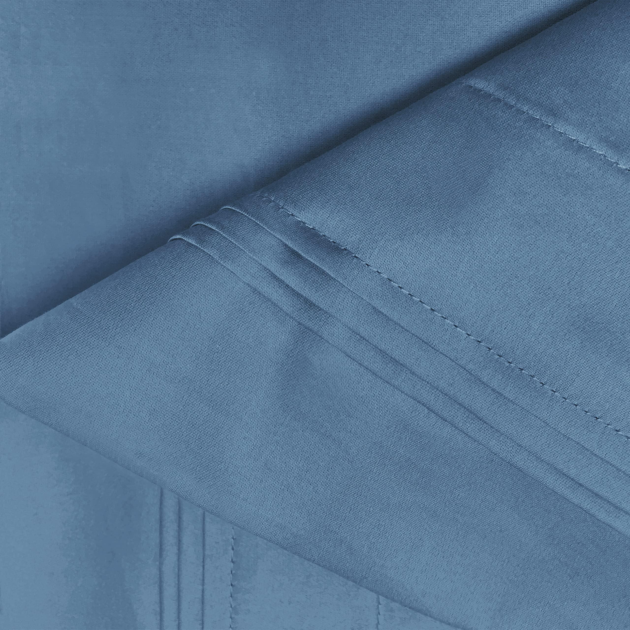 SUPERIOR Superior Egyptian Cotton 4 Piece Sheet Set, 650 Thread Count, Eco-Friendly, Sustainable Sheets, Ultra-Soft Basics, Solid, Deep Pocket Fitted Sheet, Flat Sheet, Pillowcases, Queen, Medium Blue