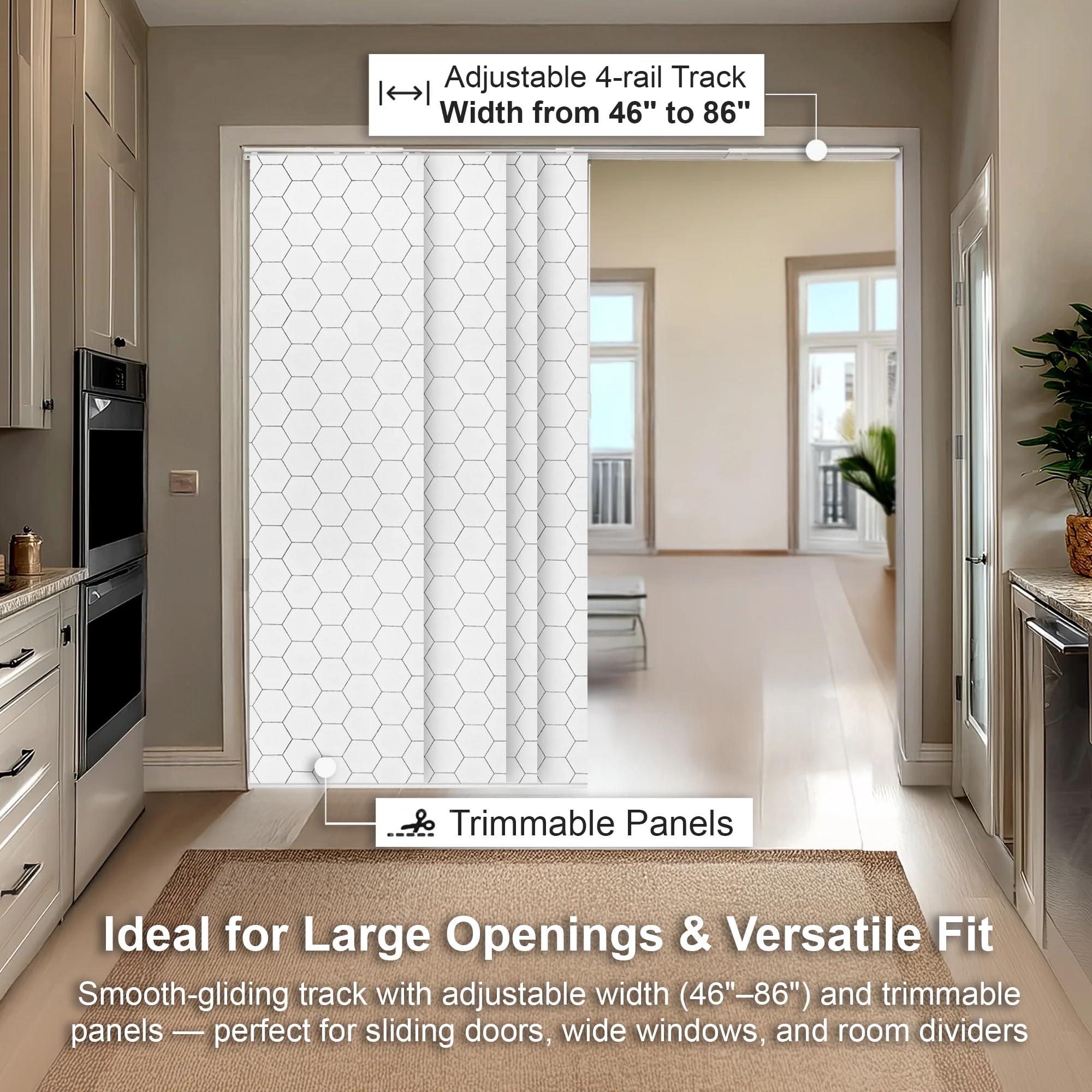 CHICOLOGY CHICOLOGY Sliding Door Blinds, Blinds for Sliding Glass Doors, Sliding Glass Door Blinds, Vertical Blinds for Patio Doors, Room Divider, Hexagon, W:46-86 x H: 0-96 inch