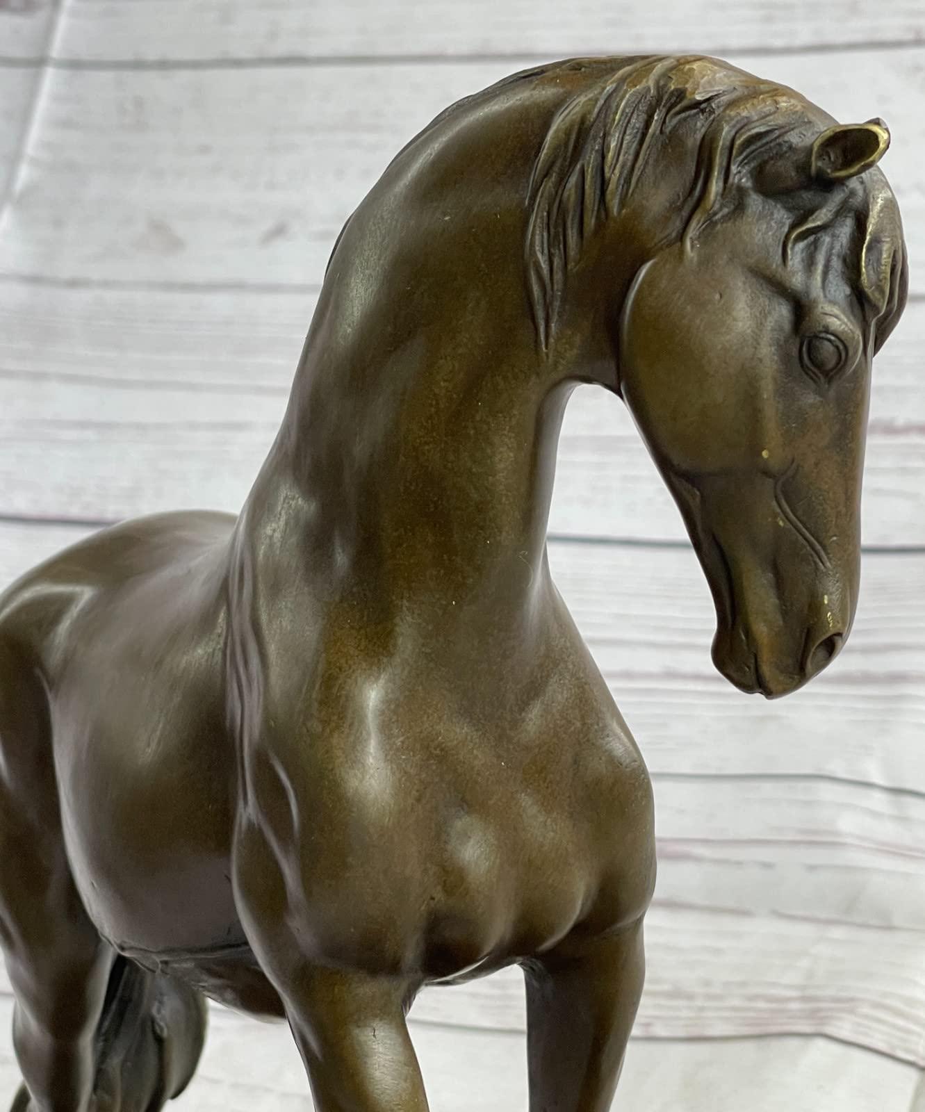EUROPEAN BRONZE EUROPEAN BRONZE Handcrafted Bronze Sculpture Sale Base Marble Horse Arabian Lost Wax Art Handmade Gift Home Bronze Statue