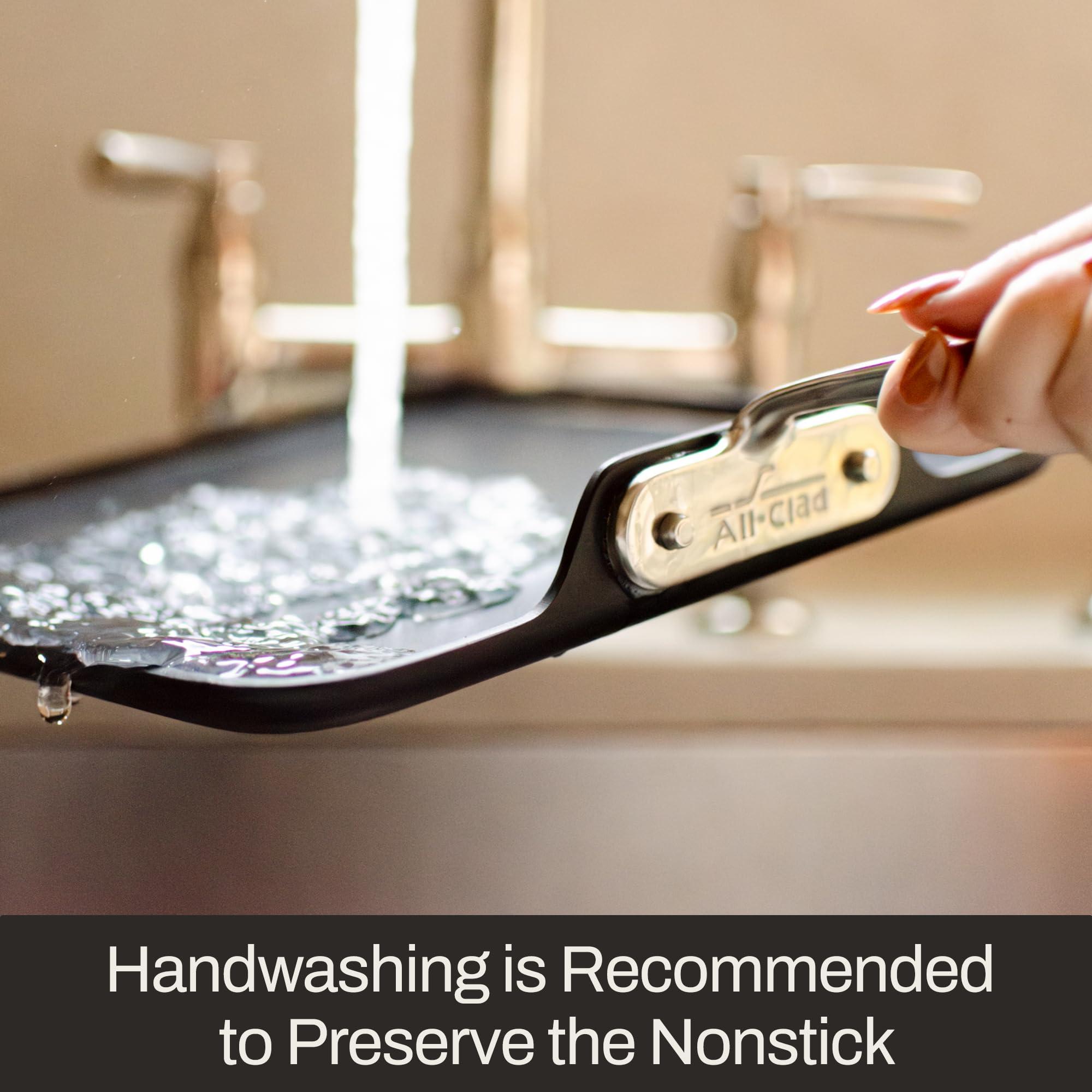 All-Clad All-Clad HA1 Hard Anodized Nonstick Griddle 11x11 Inch Oven Broiler Safe 500F, Lid Safe 350F Pots and Pans, Cookware Black