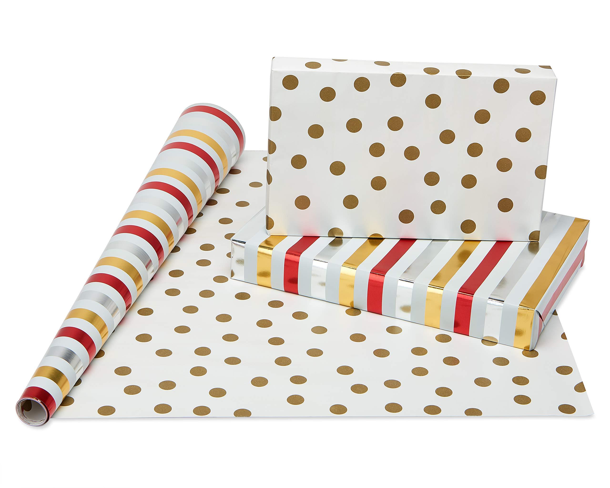 American Greetings American Greetings Valentines Day Wrapping Paper, Red and Gold Patterns (4 Rolls, 120 sq. ft.)