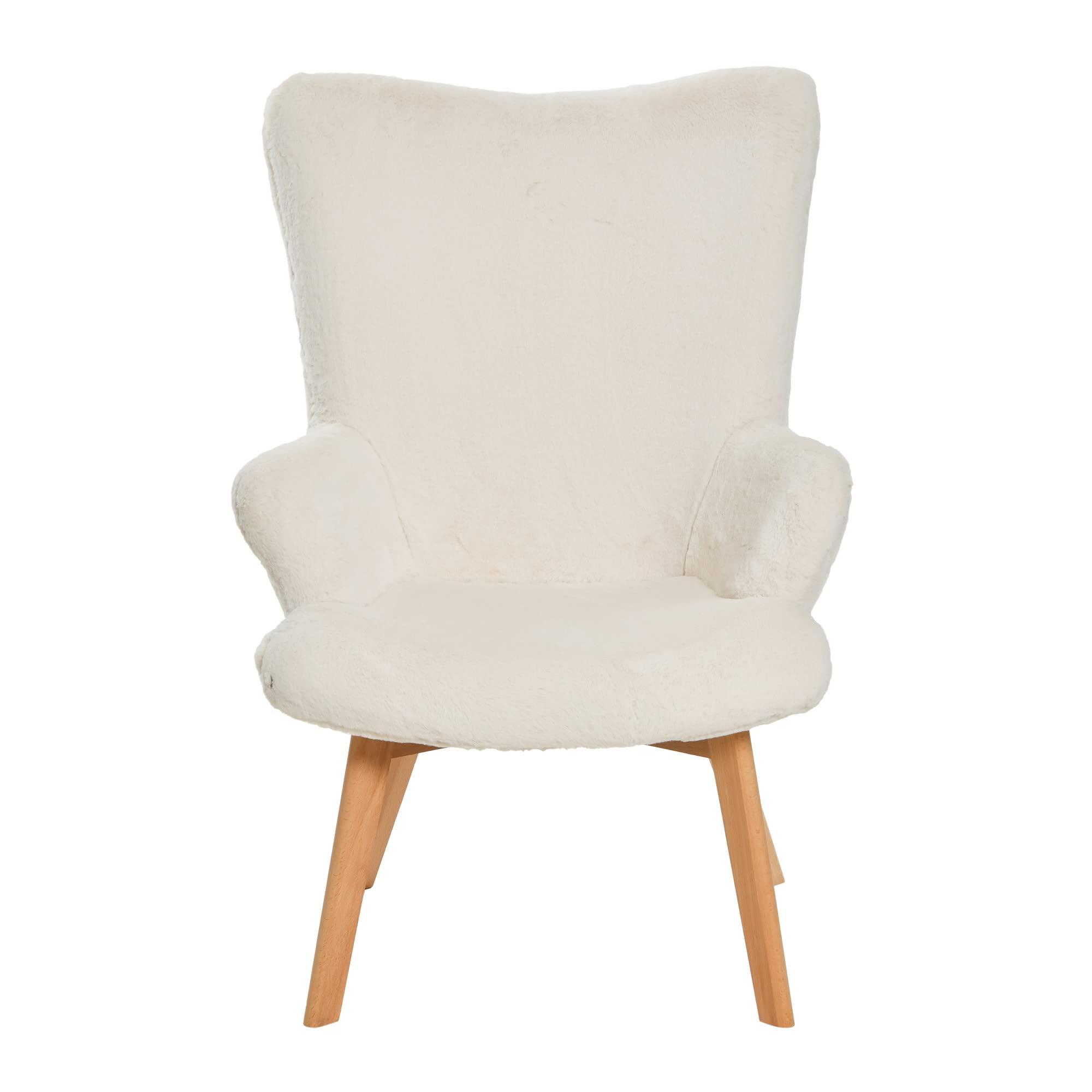 Creative Co-Op Creative Co-Op Plush Wingback Chair, White