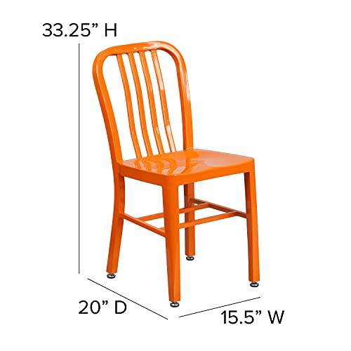 Flash Furniture Flash Furniture Gael Commercial Grade 2 Pack Orange Metal Indoor-Outdoor Chair