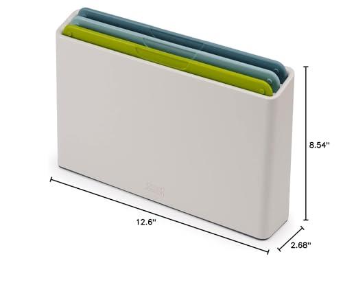 Joseph Joseph Joseph Joseph Duo 3-Piece Colour Coded Chopping Board Set with Slimline case for organised Storage, Opal