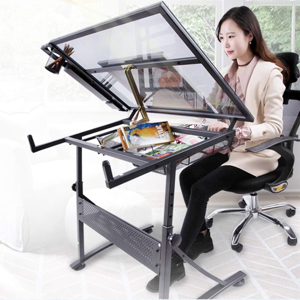 KOHARA KOHARA Drawing Table Tiltable Drawing Table, Adjustable Art Desk, with Storage Craft Table, Drafting Table Glass Panel, Child Adult Drawing Desk beautiful scenery