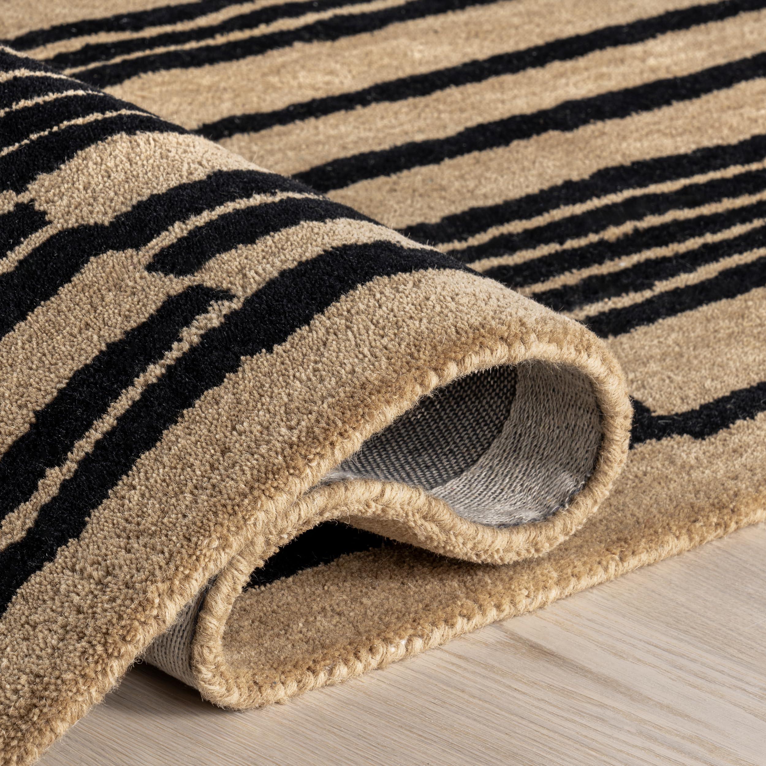 Rugs USA Rugs USA x Arvin Olano Tara Striped Wool Area Rug, 9x12, Black