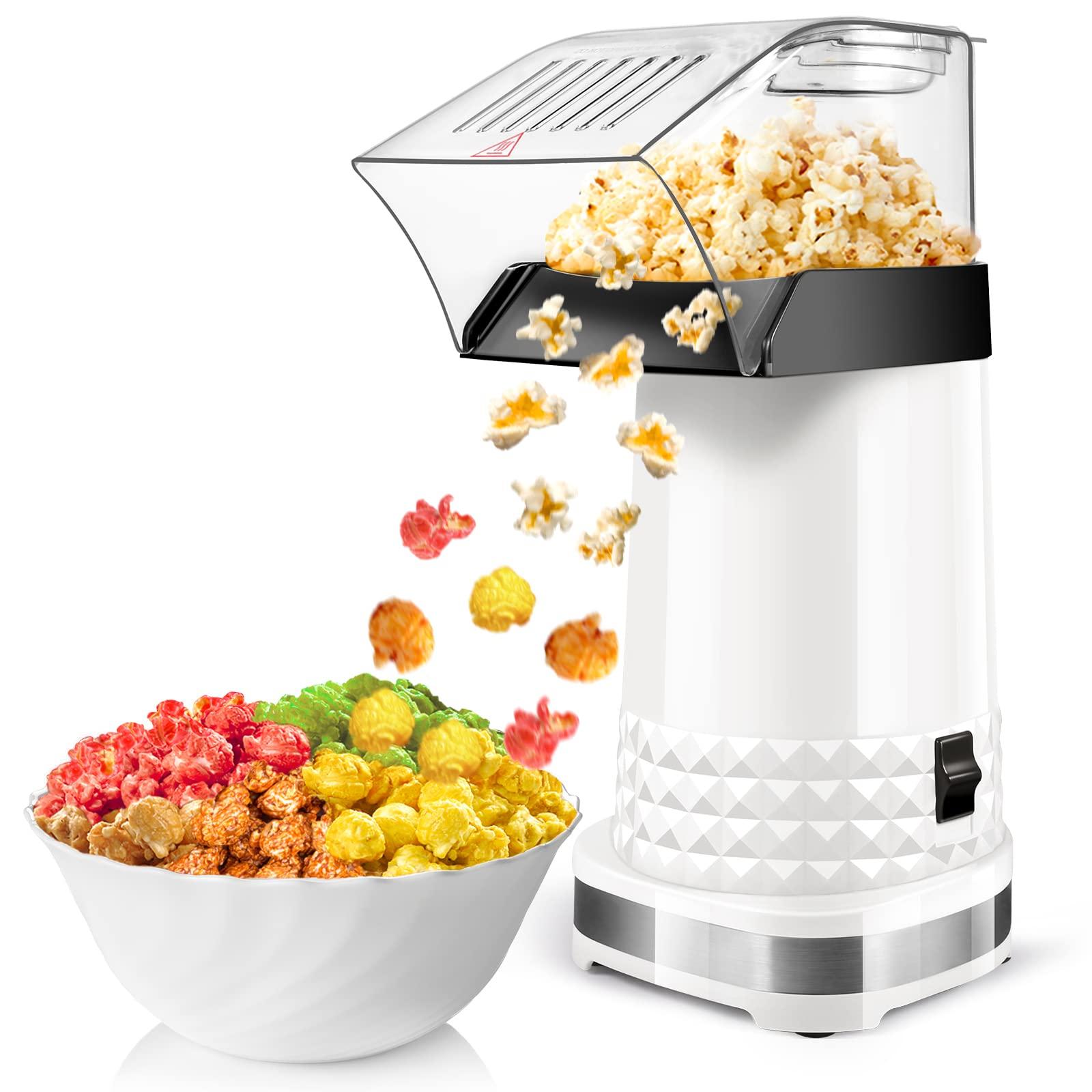 KodaQo Popcorn Maker, 1200W Hot Air Popcorn Popper Machine with Measuring Cup and Top Lid, 2 Minutes Fast, ETL Certified, No Oil Healthy Snacks for Kids, Suitable for Home, Family, Party, Movie Theater