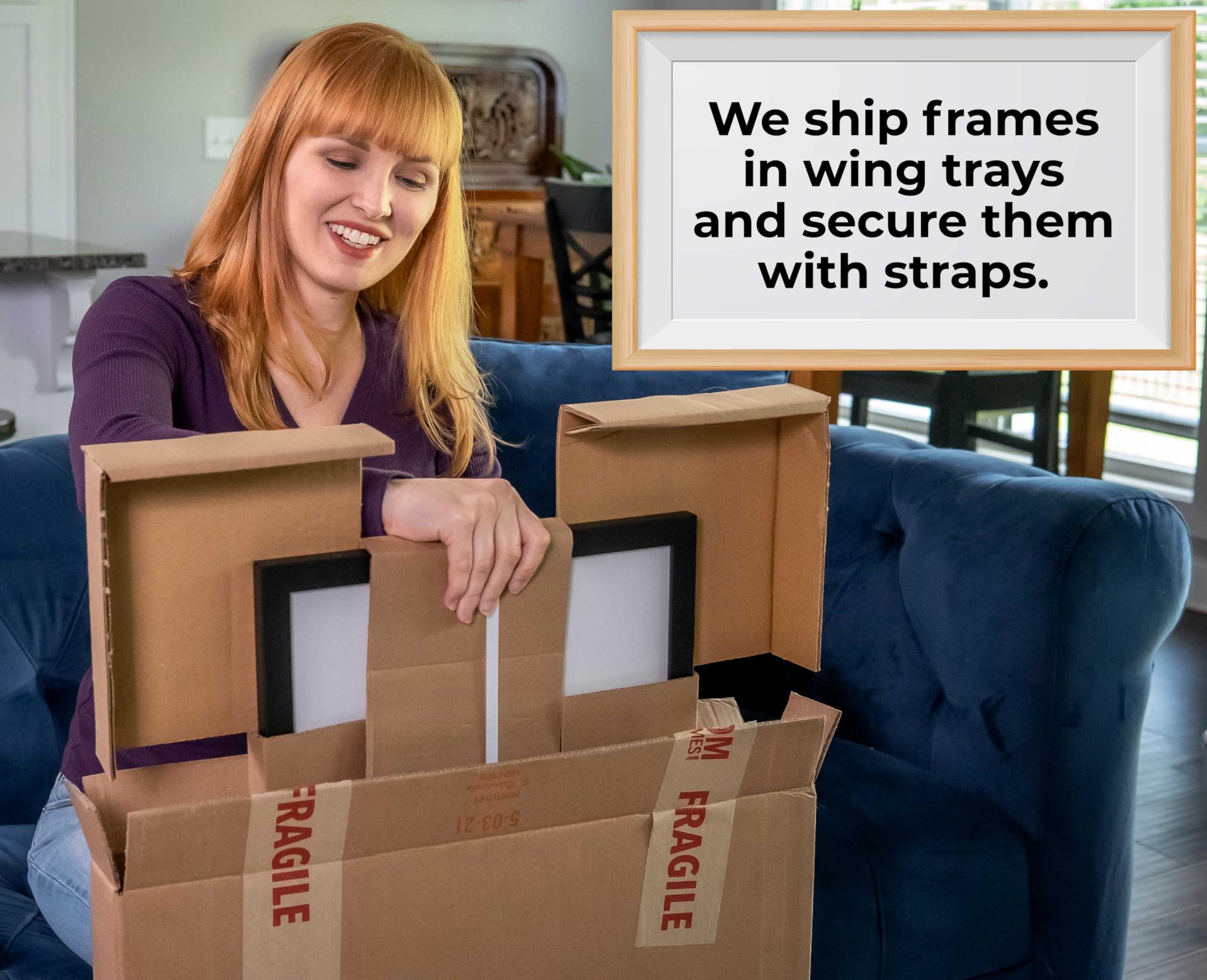 CustomPictureFrames.com 27x26 Frame Black Real Wood Picture Frame Width 0.75 Inches | Interior Frame Depth 0.5 Inches | Noir Classique Mid Century Photo Frame Complete with UV Acrylic, Foam Board Backing & Hanging Hardware