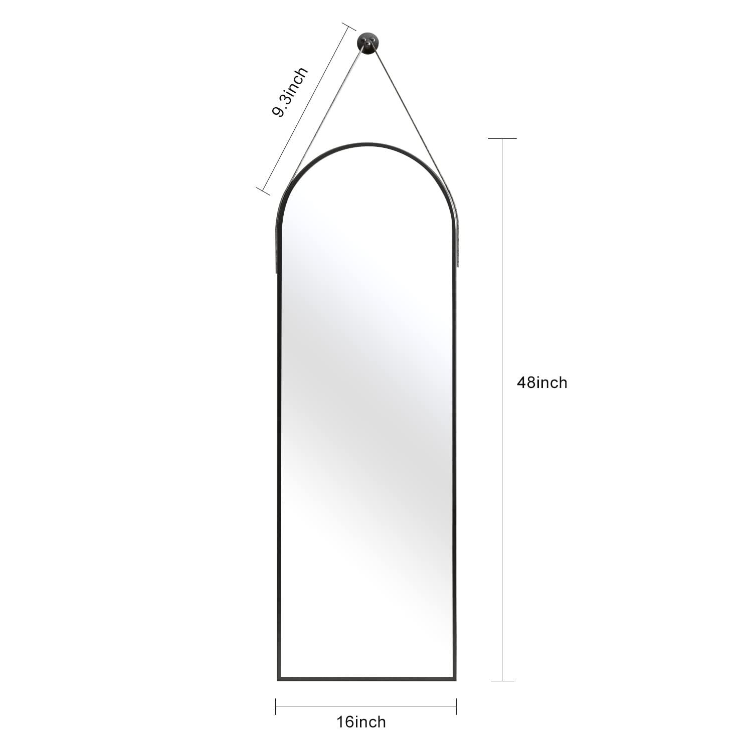 OGCAU OGCAU Full Length Mirror, Wall Mirror Full Length, Wall-Mounted Mirror, Body Mirror for Wall in Bedroom, Arched-Top Mirror, Hanging Mirror with Aluminum Alloy Frame (Oval Black)