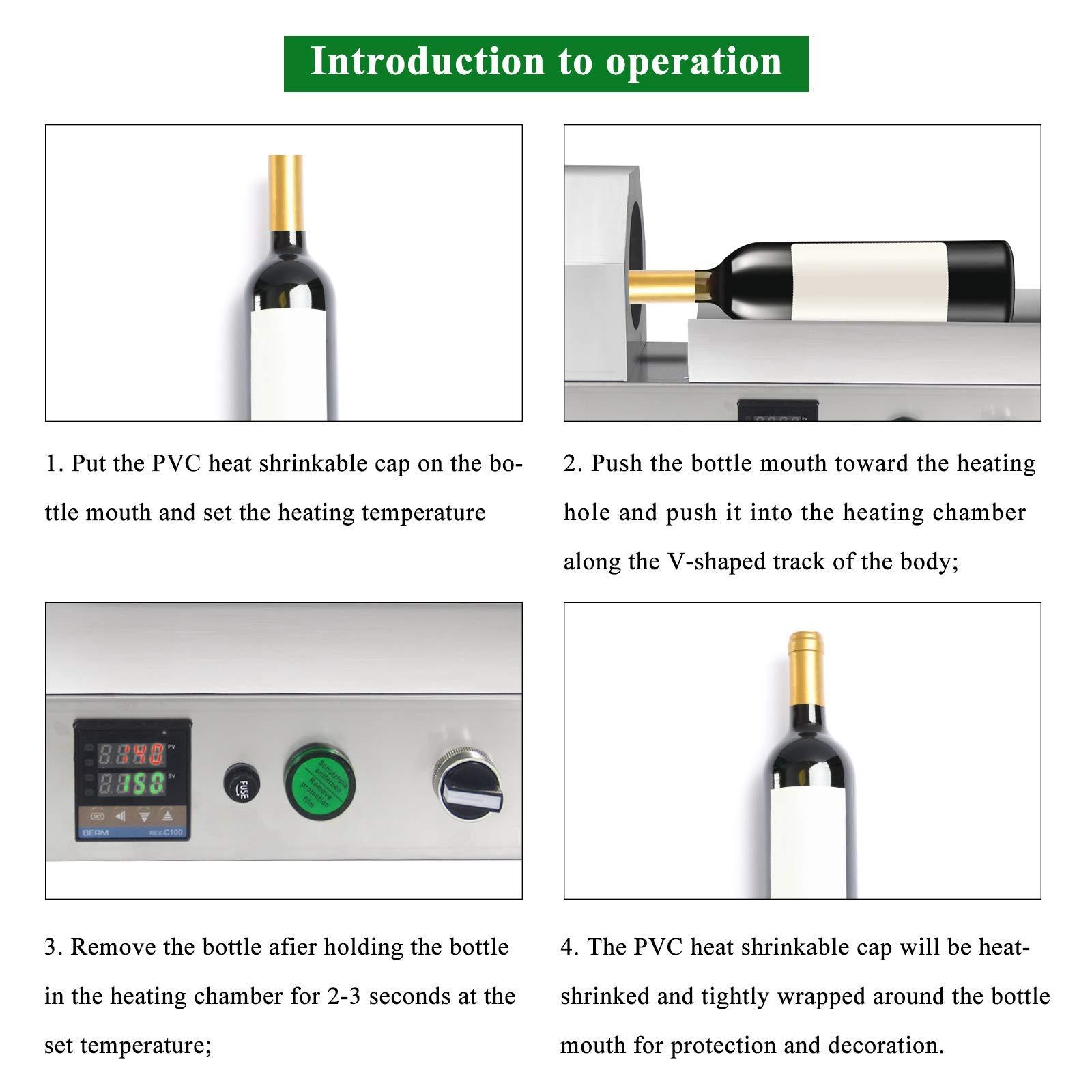 Saladulce Saladulce Electric PVC Capsule Shrinking Machine SS Wine Bottle Capsule Heat Shrinker Thermostatic Digital Display for 70mm PVC Capsules (110V)