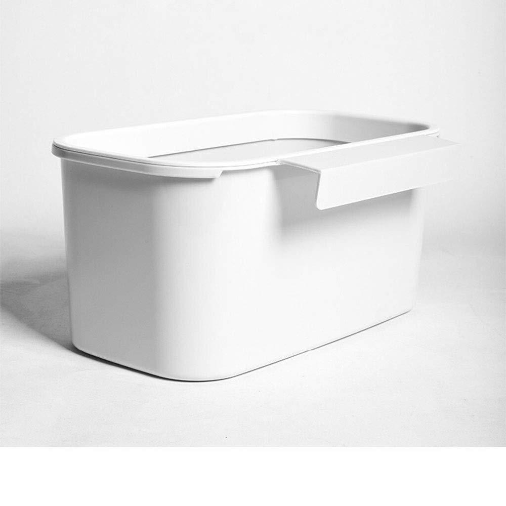 Suuim Garbage Bin Trash Can, Square Garbage Bag Holder Trash Can Kitchen Garbage Bag Cupboard Door Back Hanging Drawer Storage Rack Cabinet Trash Rack (White)