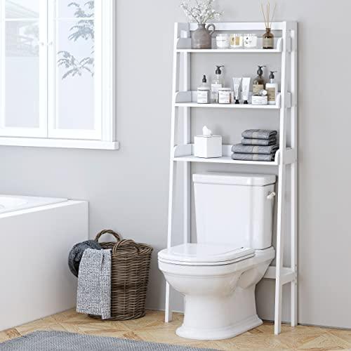 UTEX UTEX Over The Toilet Storage Shelf, 3-Tier Over Toilet Bathroom Organizer, Above Toilet Shelves Rack (White)