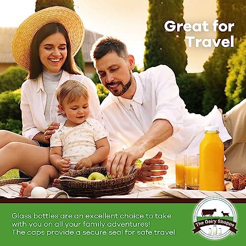 The Dairy Shoppe The Dairy Shoppe Heavy Glass Milk Bottle - Jug with Lid and a Silicone Pour Spout - Clear Milk Container for Fridge - Reusable Glass Milk Jug Dispenser - Made in USA (33.8 oz, 1 Pack)