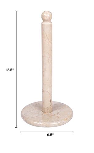 Creative Home Creative Home Natural Champagne Marble Upright Paper Towel Holder Kitchen Towel Dispenser Stand Kitchen Countertop Organizer, 6.5\" Diam. x 12.5\" H, Beige