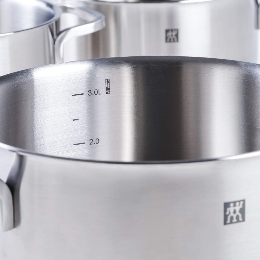 ZWILLING ZWILLING Focus 10 Piece Stainless Steel Cookware Set I Industion Compatible I 18/10 Stainless Steel Interior for Pure Tasting Food I Glass Lids and Folded Rims, Regular, Silver (66670-001)