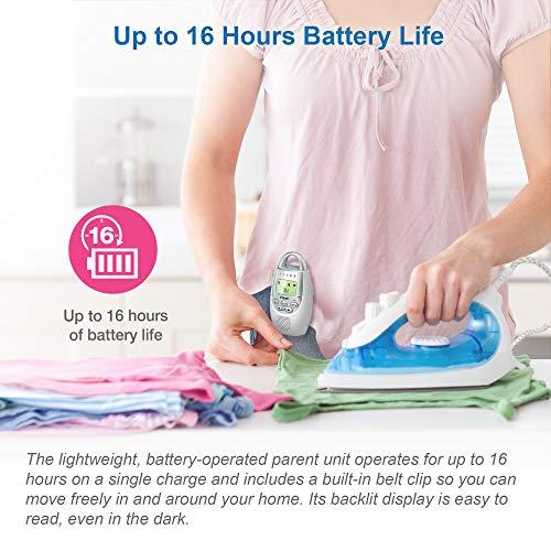 VTech VTech DM221 Audio Baby Monitor with up to 1,000 ft of Range, Vibrating Sound-Alert, Talk Back Intercom & Night Light Loop, White/Silver