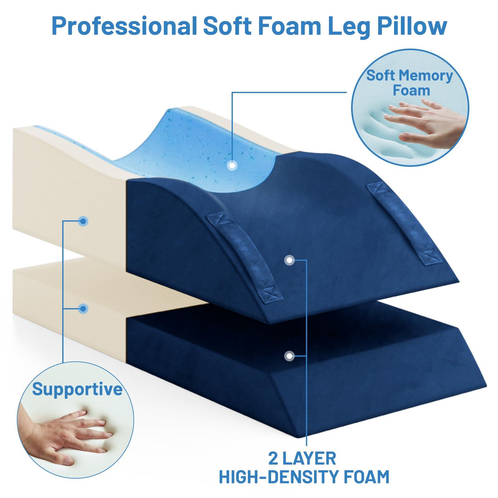 TranquilRelax TranquilRelax Leg Elevation Pillows, Wedge Pillow for After Surgery Or Rest, Memory Foam Leg Support Adjustable, Back Knee Hip Ankles Pain Relief, Knee Pillow for Sleeping Blood Circulation Blue