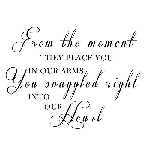 WallPlaza Wall Decals - From the Moment They Place You in Our Arms for Baby Nursery (31x22" Soft Pink)