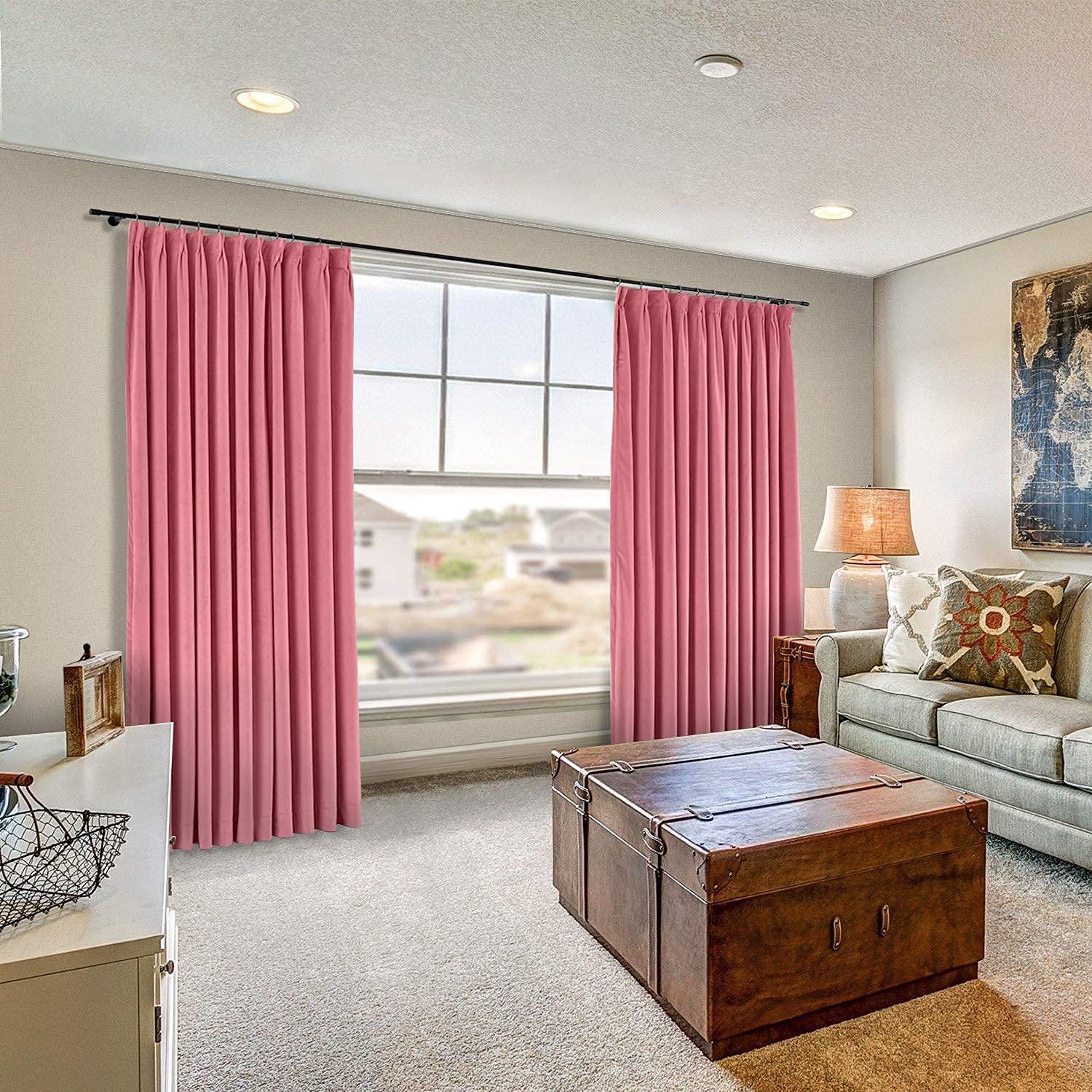 LITTLE BIRD LITTLE BIRD Double Pinch Pleated Curtains with Hooks for Living Room -Bedroom-Apartment Window Curtain Baby Pink,(Wide 58 Inch by 84 Inch Long-1 Panel)